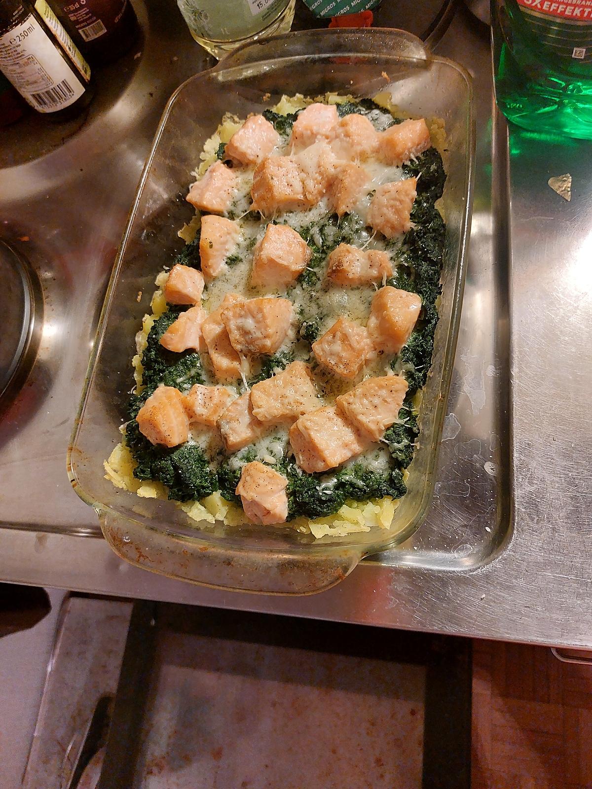 recette Gratins de pommes de terre, épinards et saumons