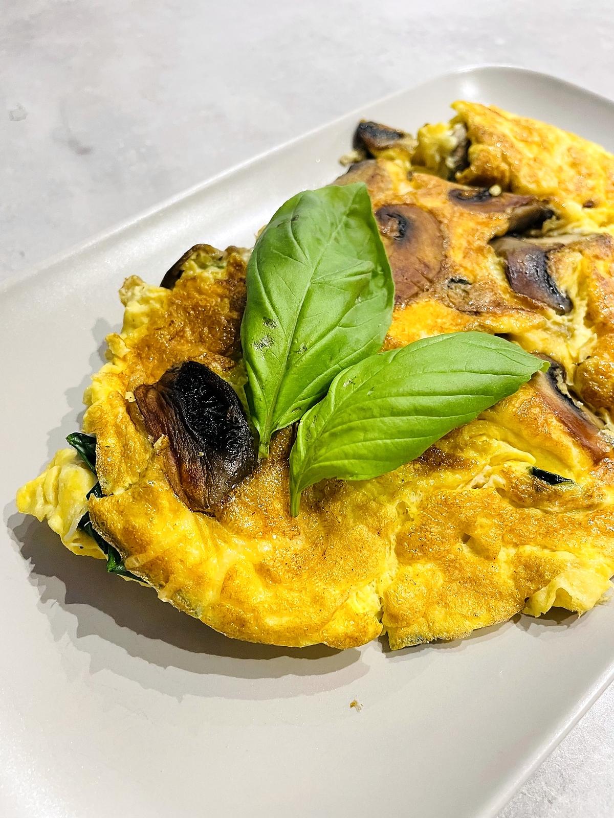 recette Omelette aux champignons et épinards frais