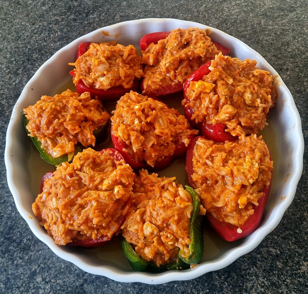 recette Poivrons farcis poulet riz et chèvre