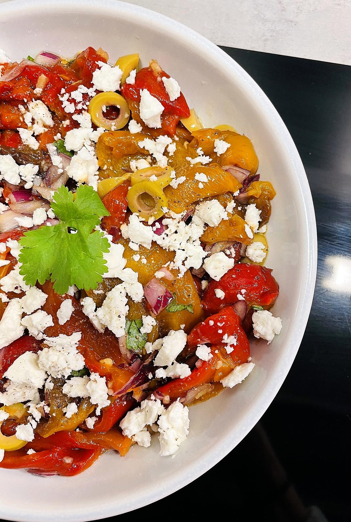 recette Salade de poivrons grillés aux olives