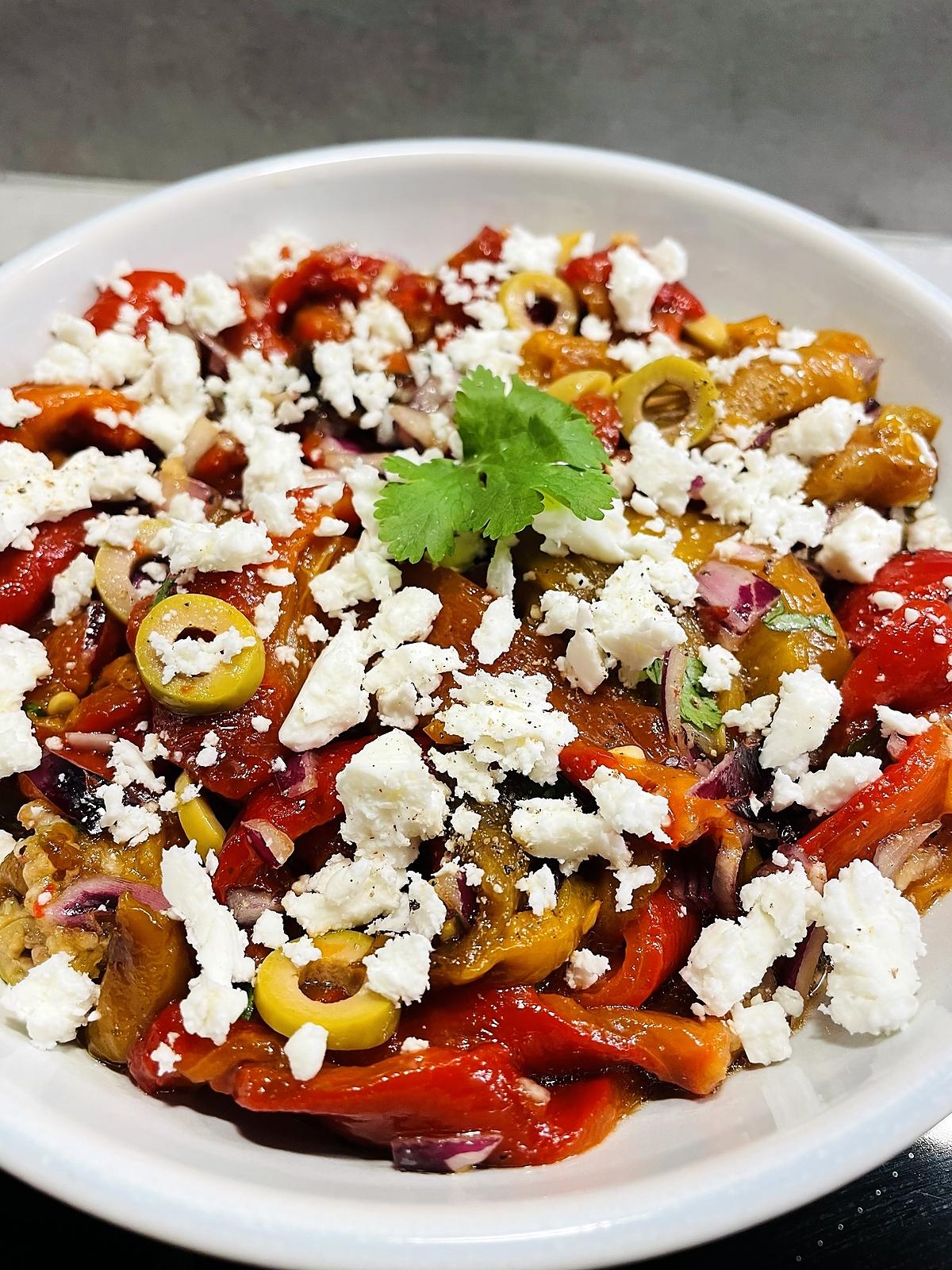 recette Salade de poivrons grillés aux olives