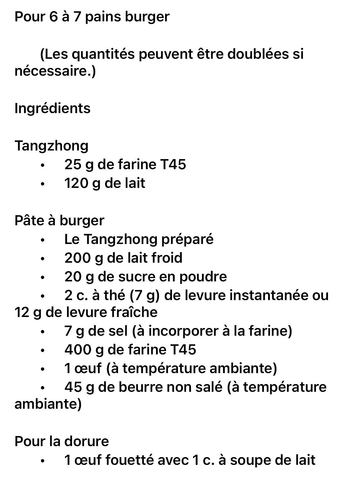 recette Pains hamburgers