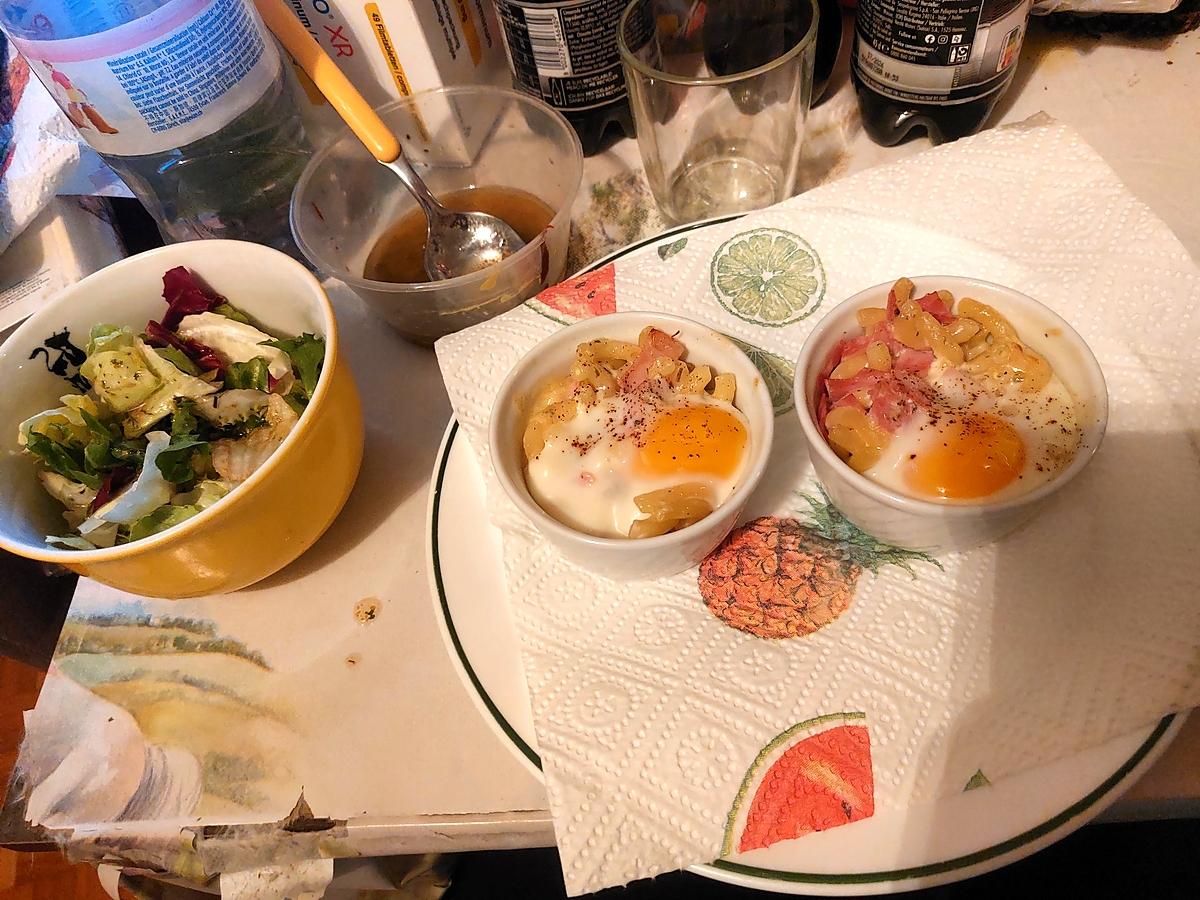 recette Cocotte pâtes avec jambon et fromage et oeuf