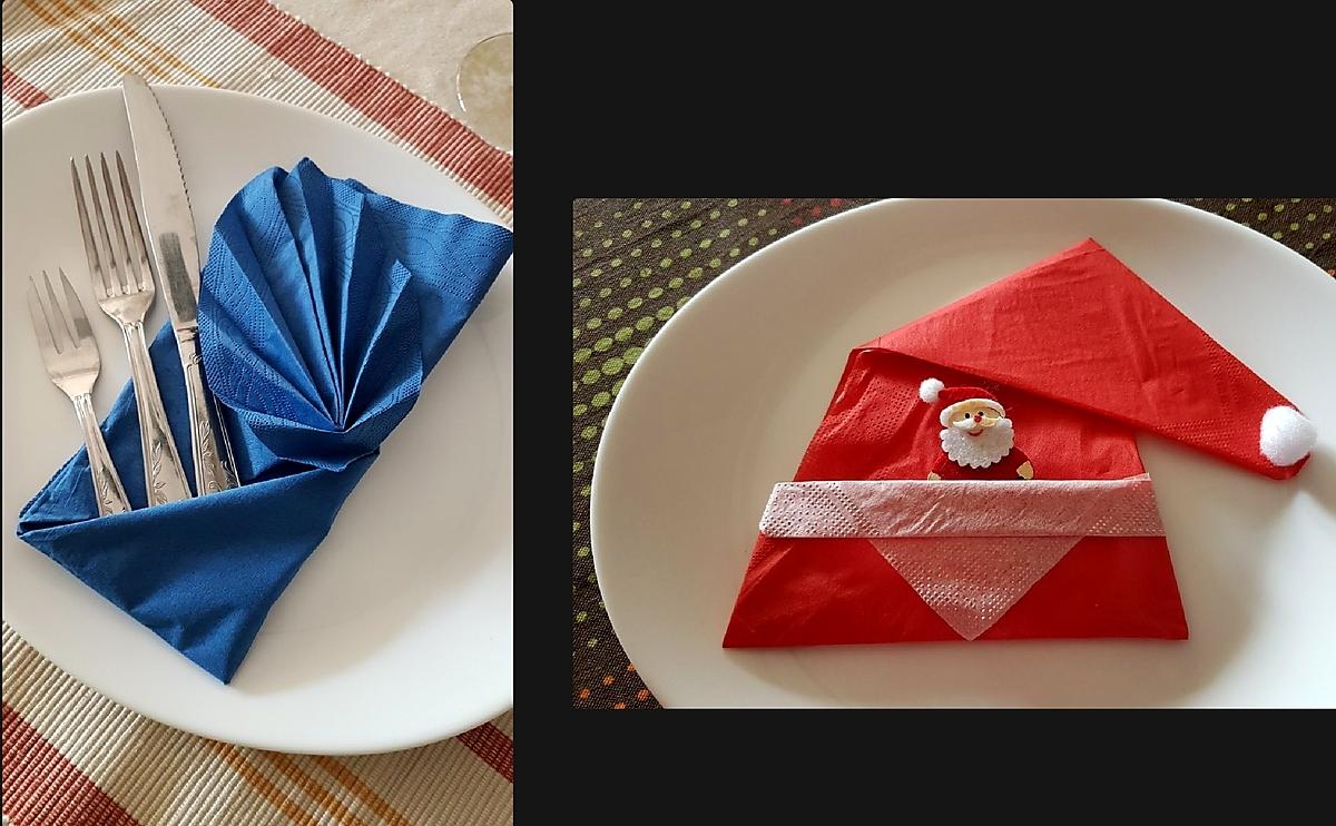 recette Deux pliages de serviettes anniversaire et noël
