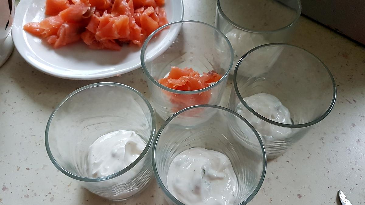 recette Verrines Saumon fumé/fromage blanc/confit de figues