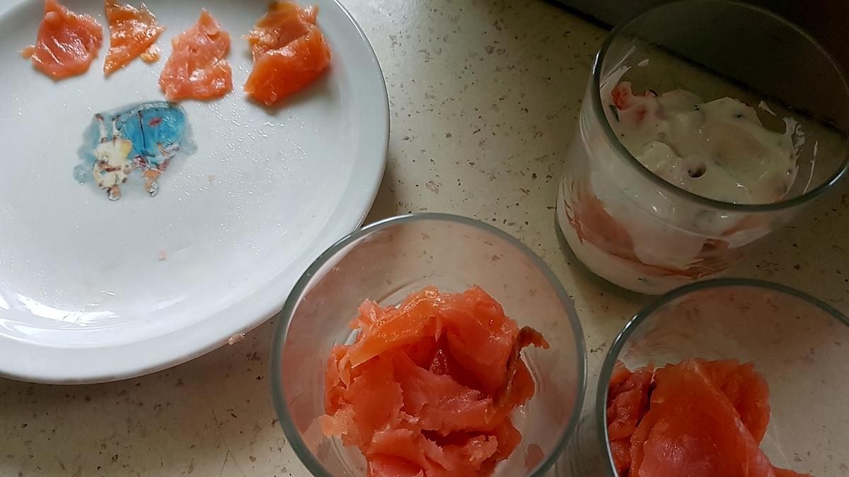 recette Verrines Saumon fumé/fromage blanc/confit de figues