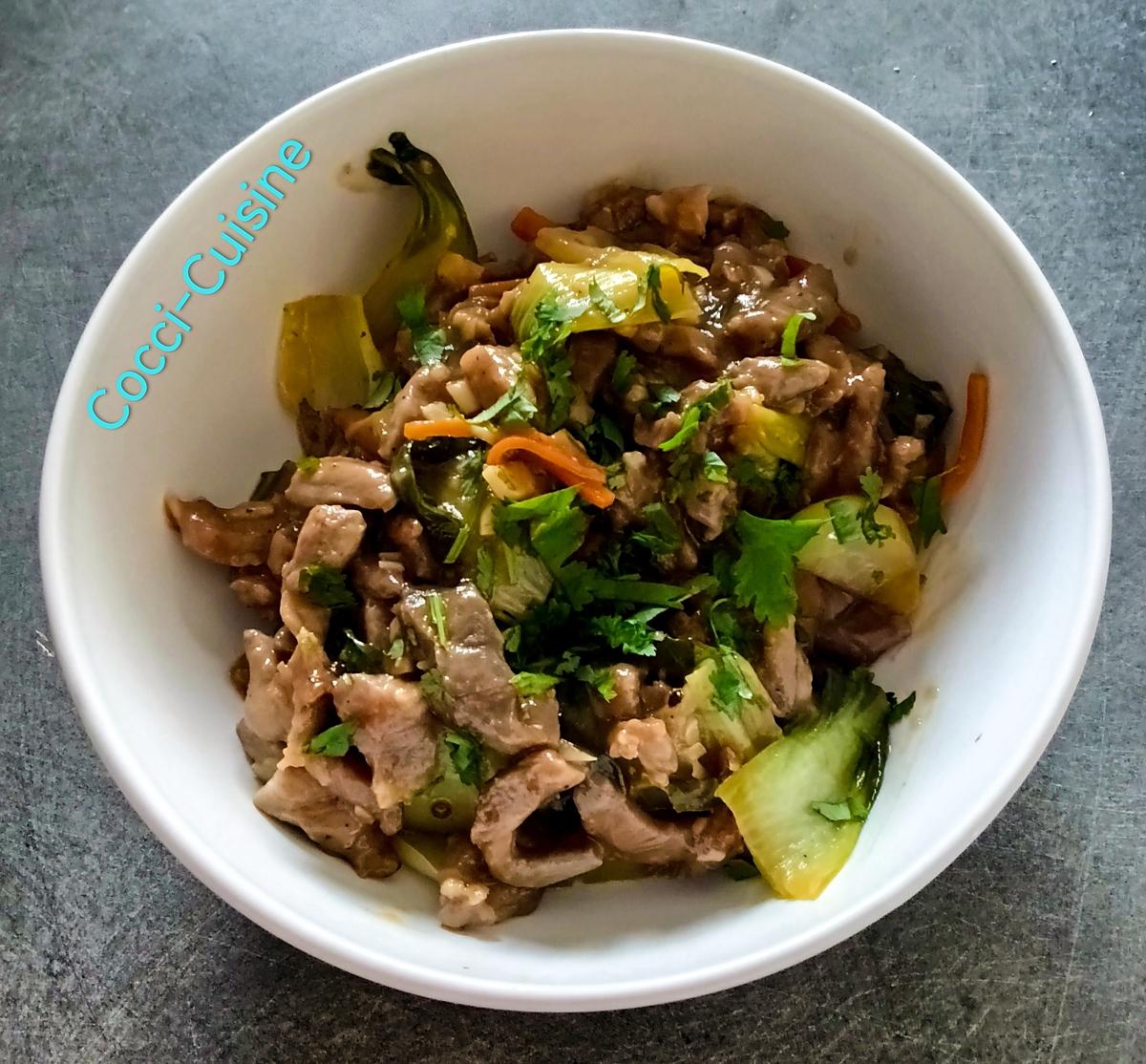 recette Échine de porc et pak choi sautés