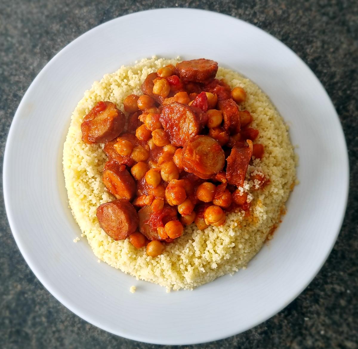 recette Ragoût de pois chiches aux saucisses de Montbéliard