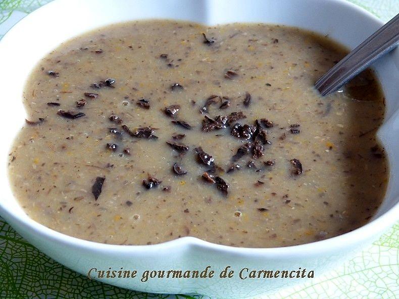 recette Potage de courge et champignons forestiers