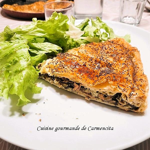 recette Tourte aux champignons jambon et béchamel