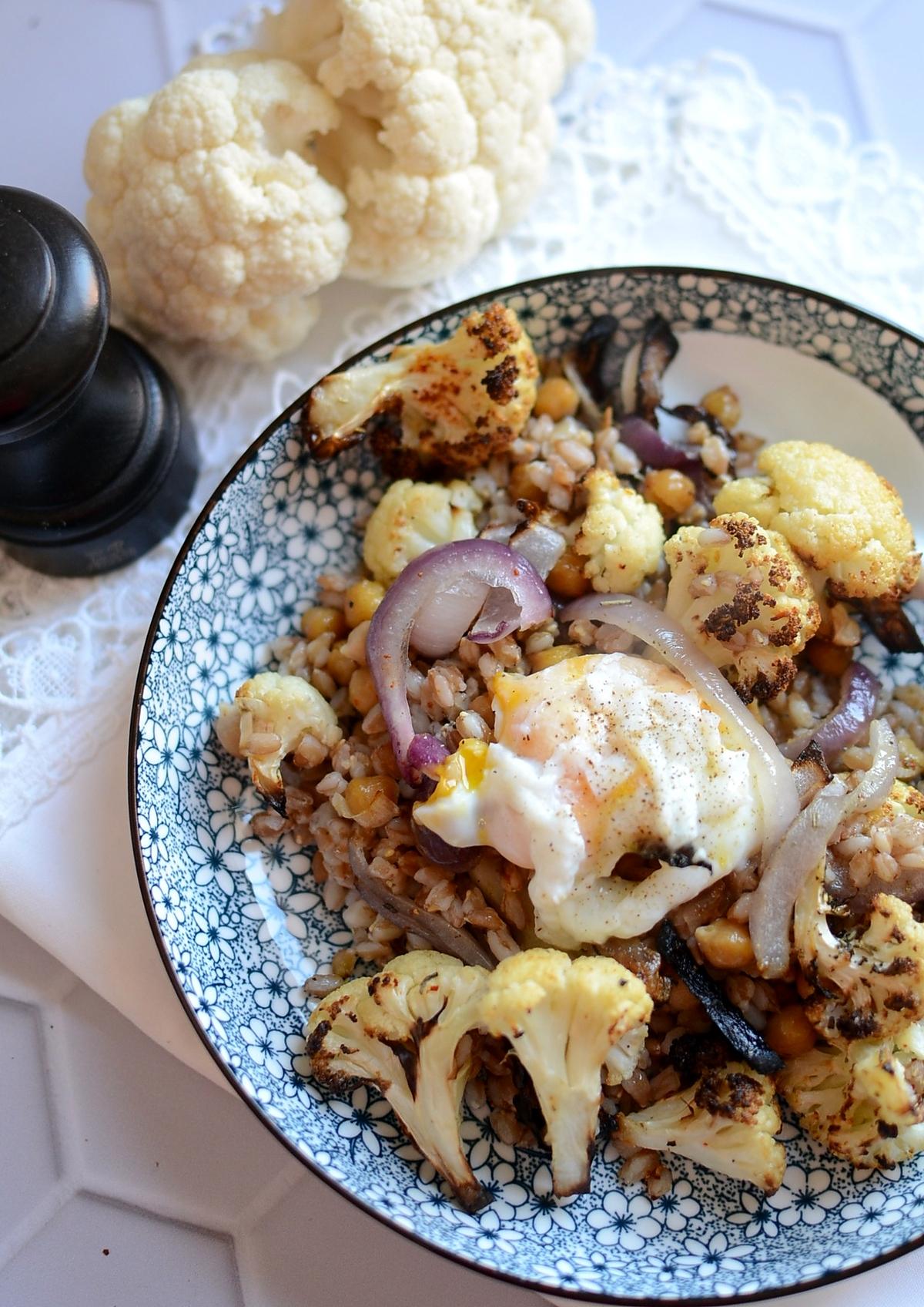 recette Chou fleur pois chiches oignon rôtis au four