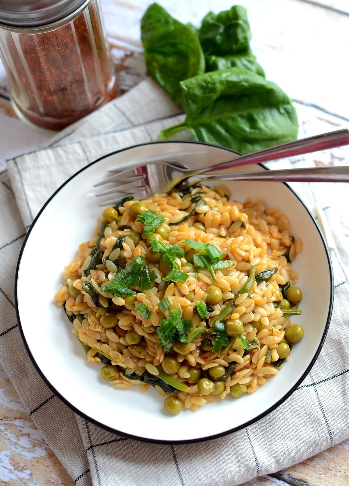 recette Risini épinards petits pois