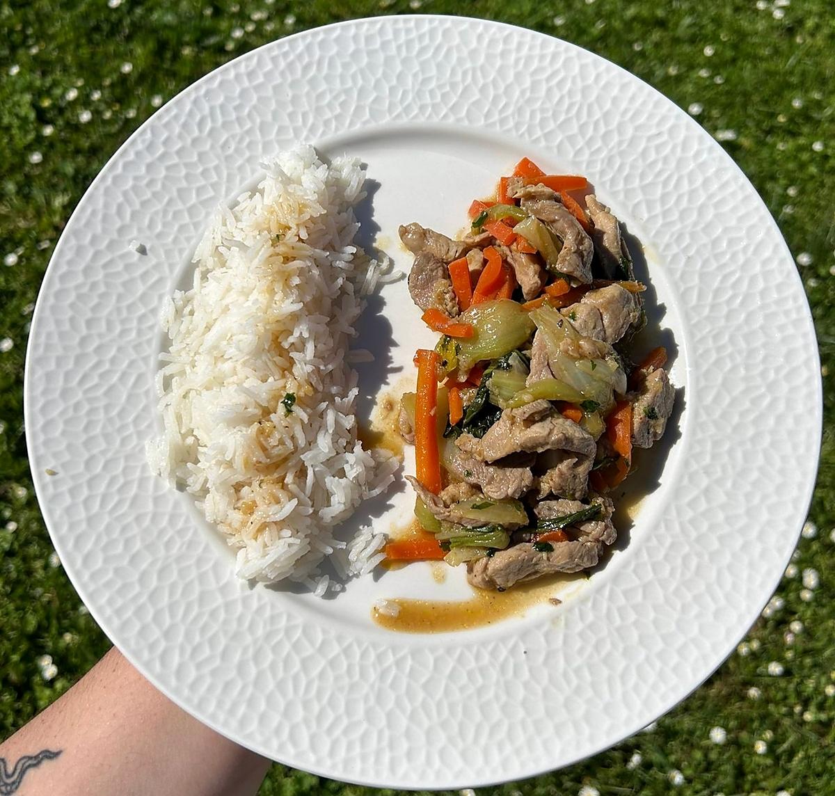recette Échine de porc et pak choi sautés