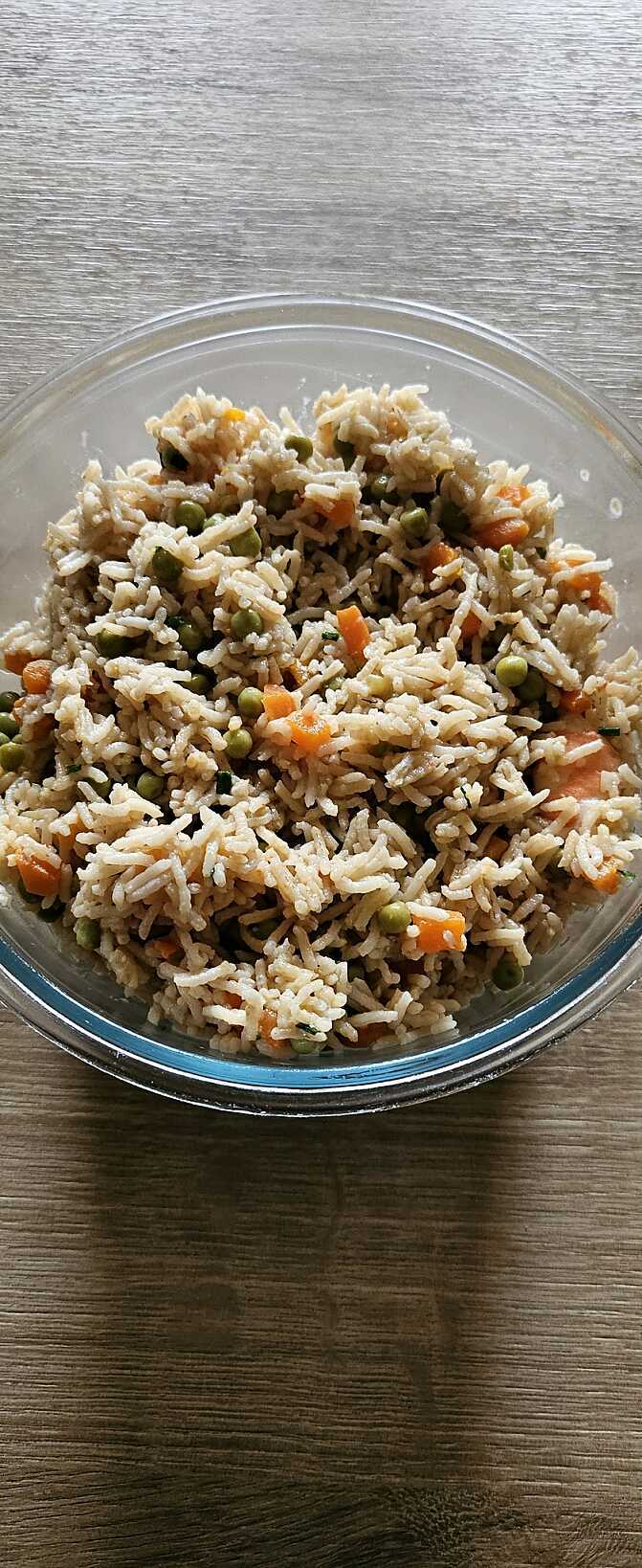 Riz aux crevettes, carottes, petits pois au cookeo