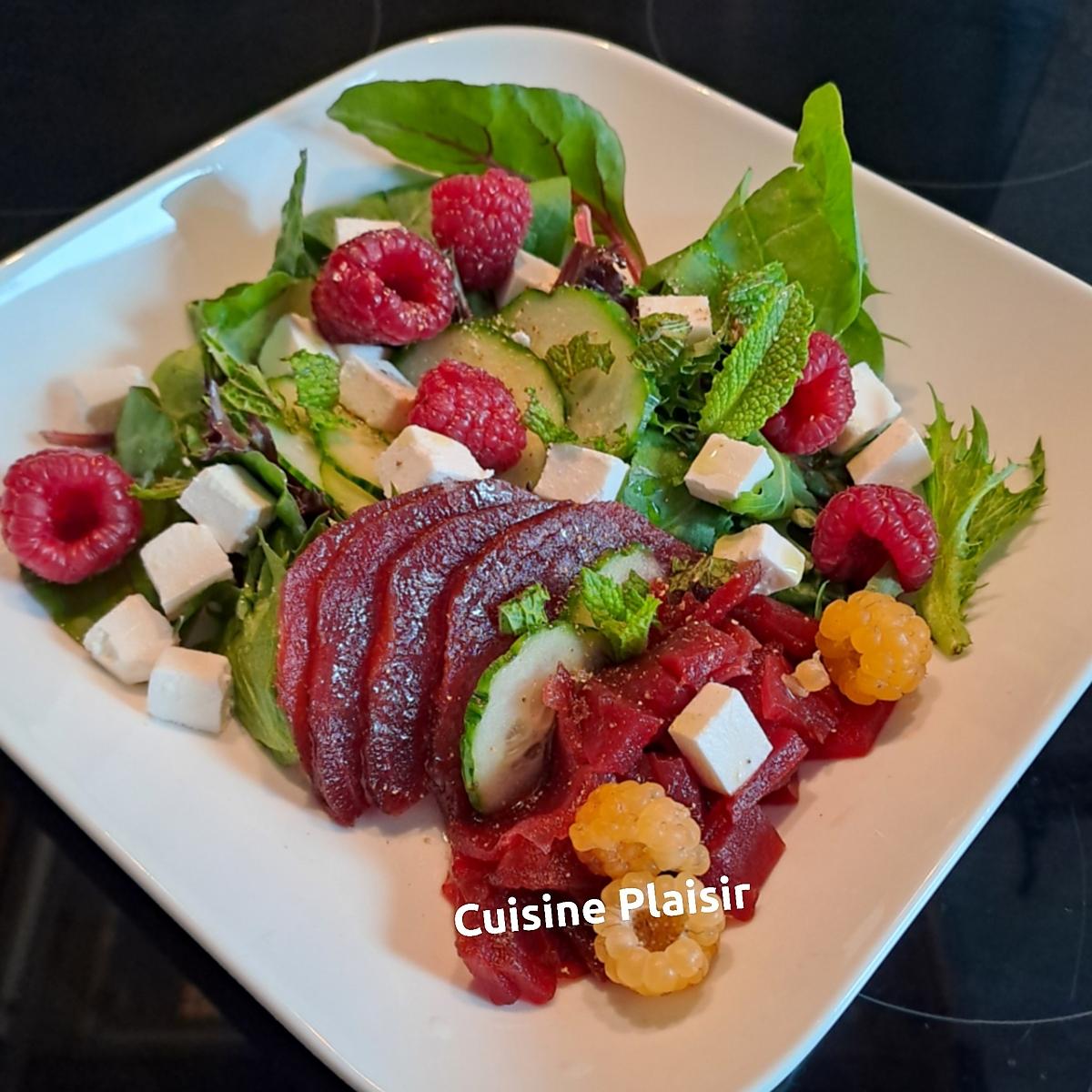 recette Salade de betteraves à la feta framboises et menthe