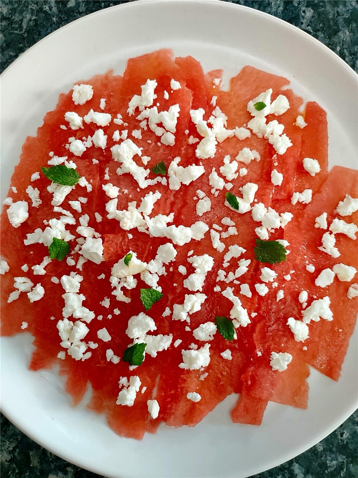 recette  Pastèque, Chèvre & Jambon de Parme