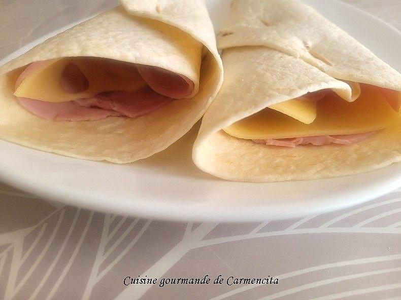 recette Wraps de blé au jambon et gruyère
