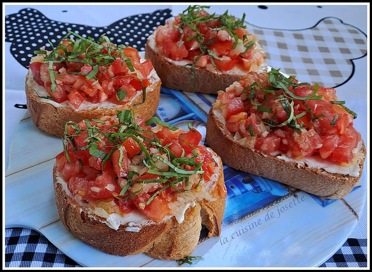 recette bruschetta tomates basilic et vache qui rit
