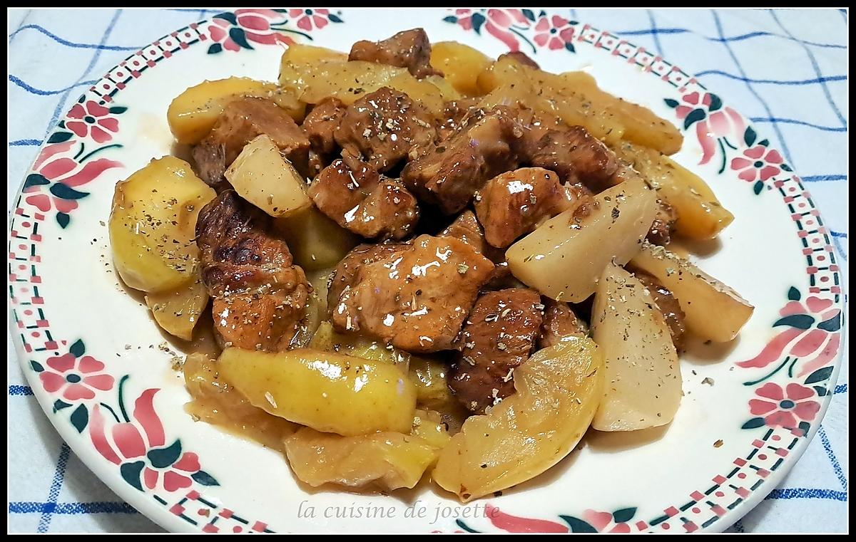 recette porc confit au cidre et pommes