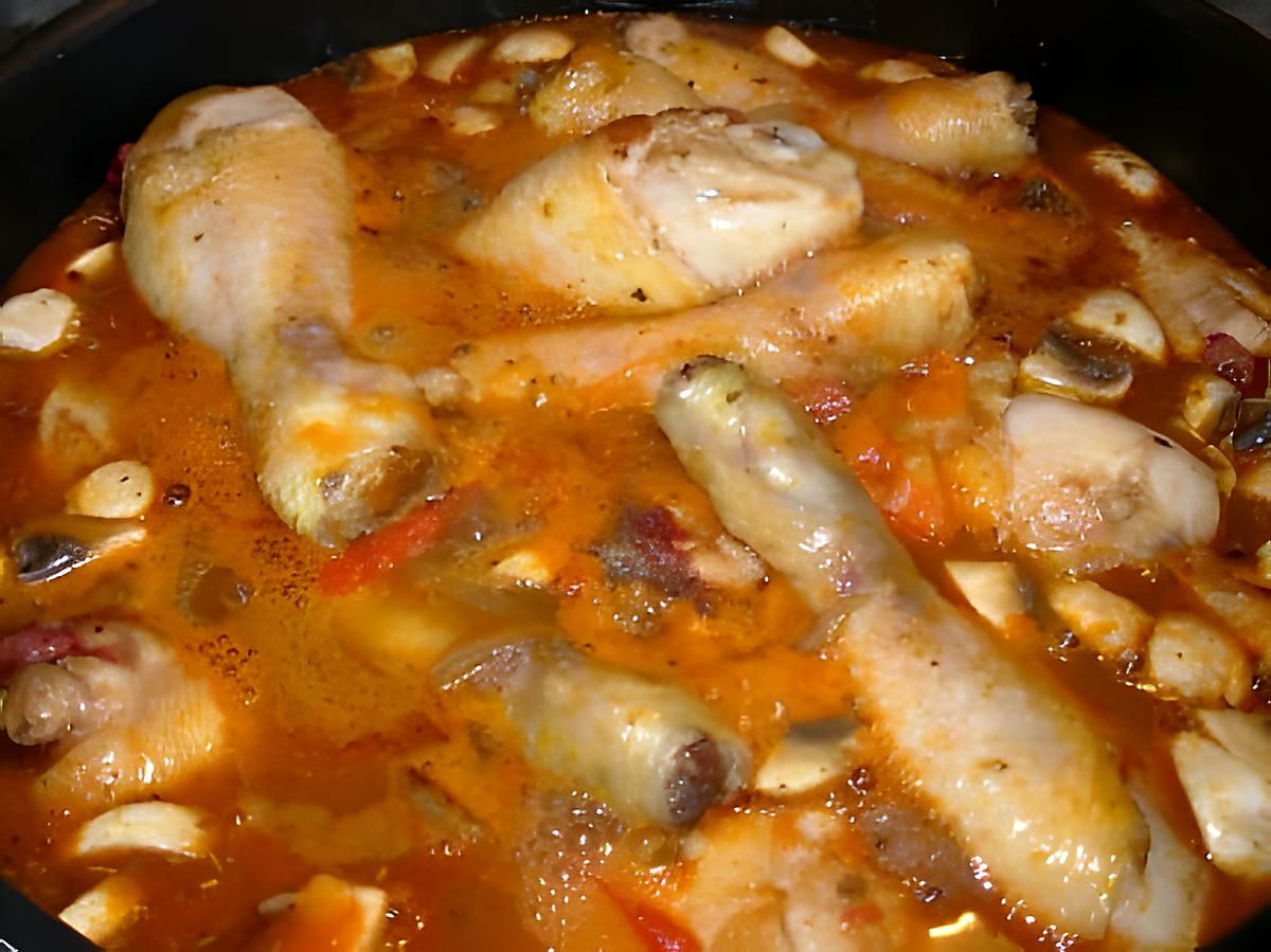 recette Poulet à la tomate et champignons