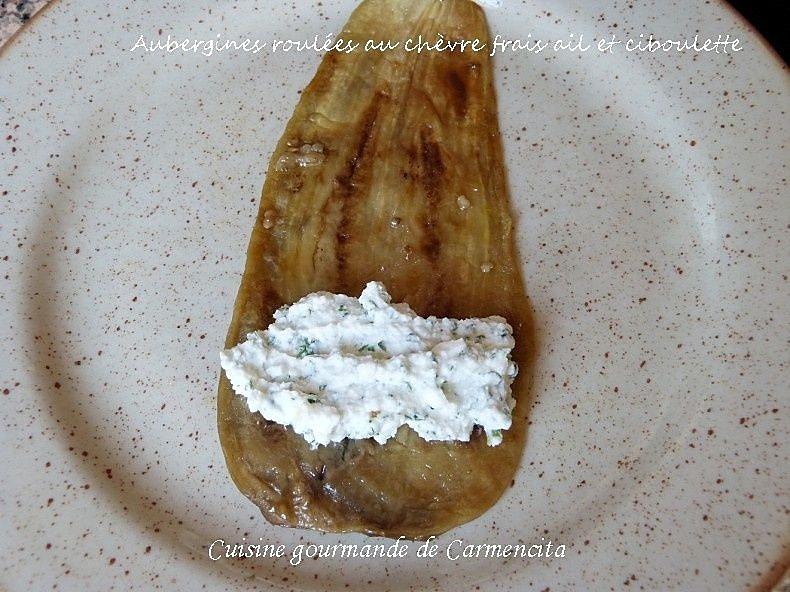recette Aubergines roulées au chèvre frais ail et ciboulette