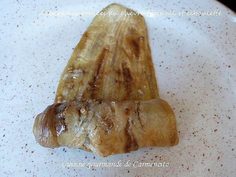 recette Aubergines roulées au chèvre frais ail et ciboulette