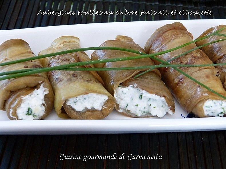 recette Aubergines roulées au chèvre frais ail et ciboulette