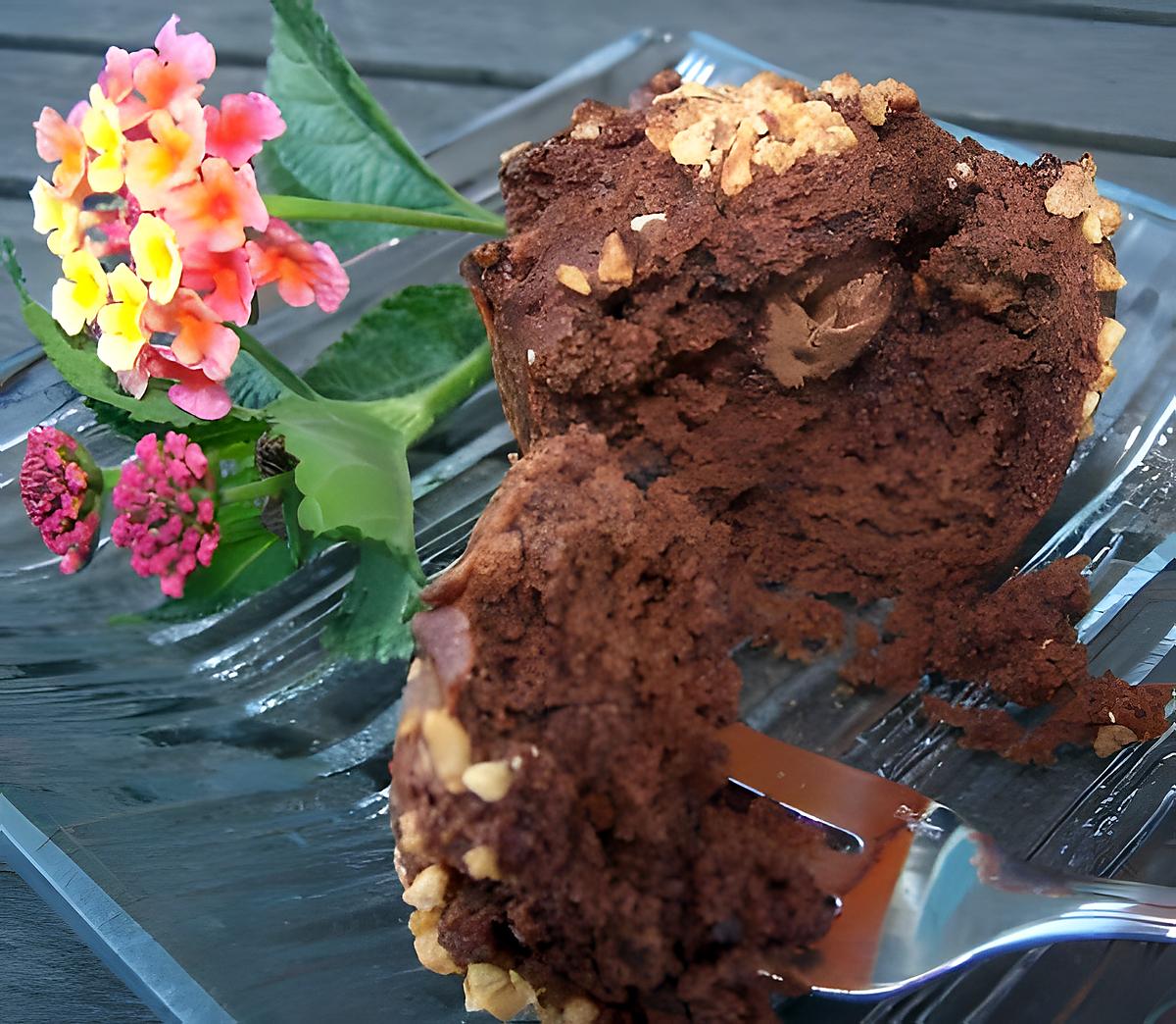 recette Muffins chocolat-noisettes coeur praliné