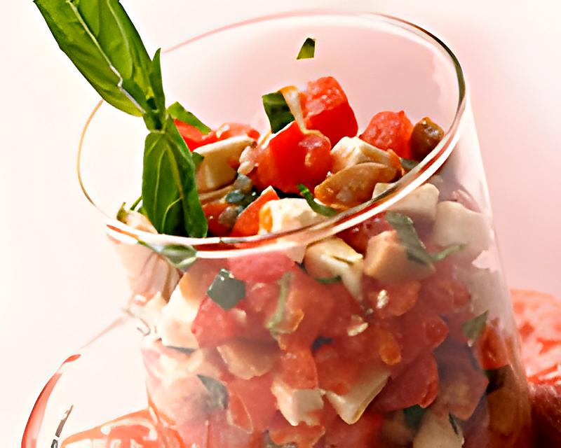 recette Verrine de tartare , de tomates et de chèvre