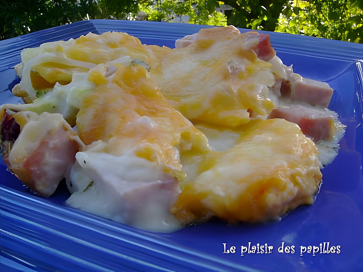 recette ~Jambon et gratin dauphinois tout en un~ 