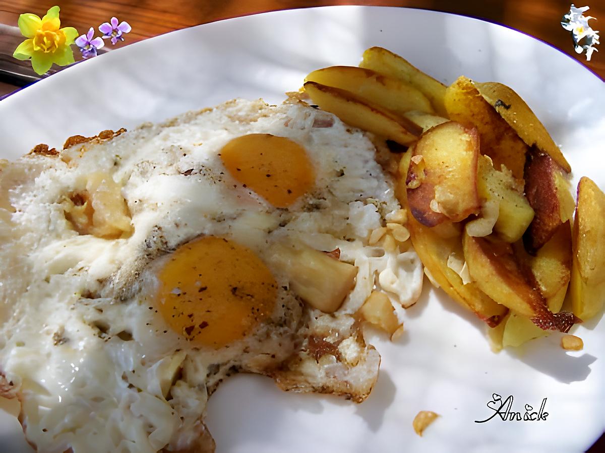 recette oeufs au parmesan et frites à l'ail