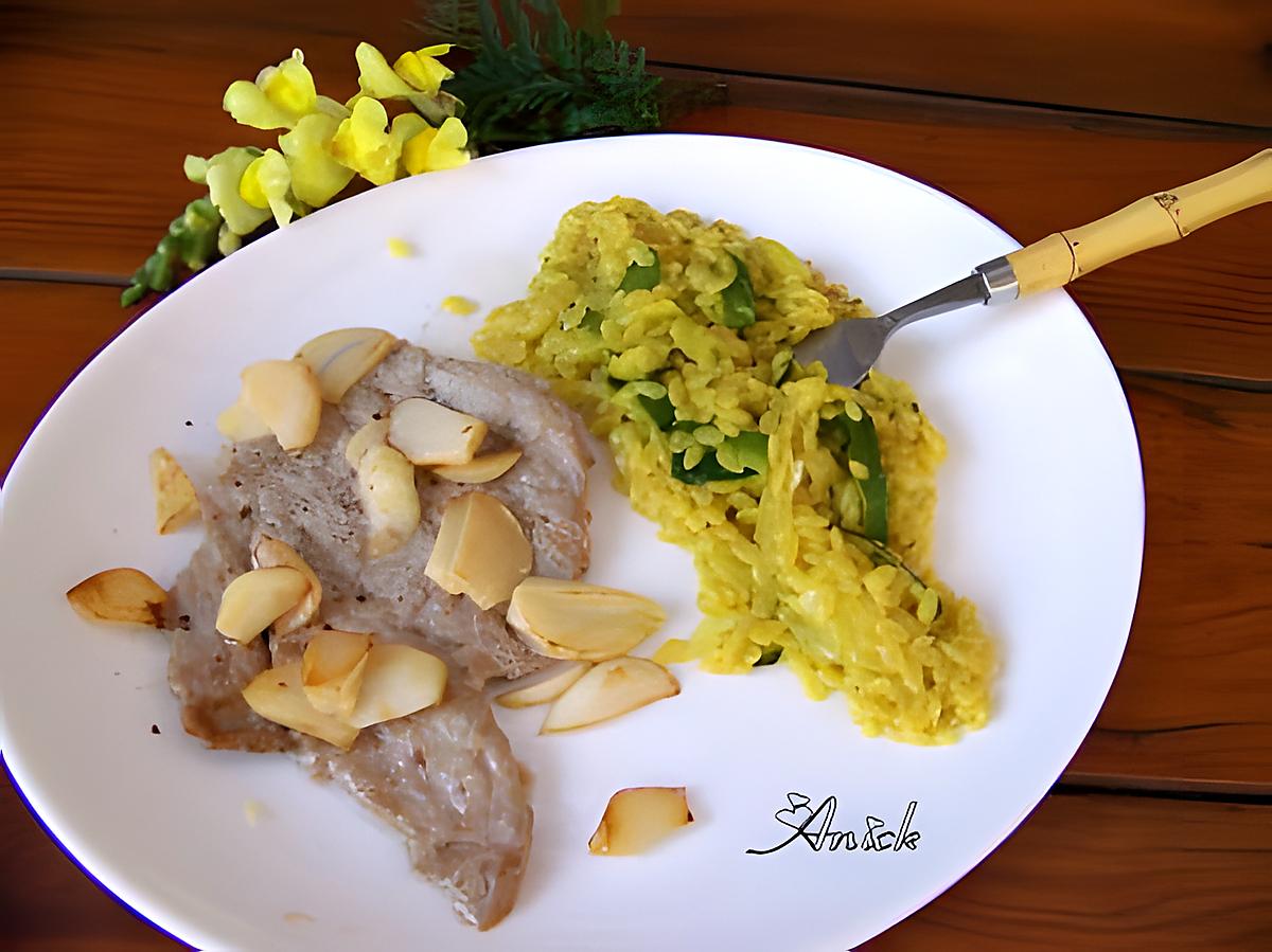 recette escalope de veau à l'ail et risone en risotto