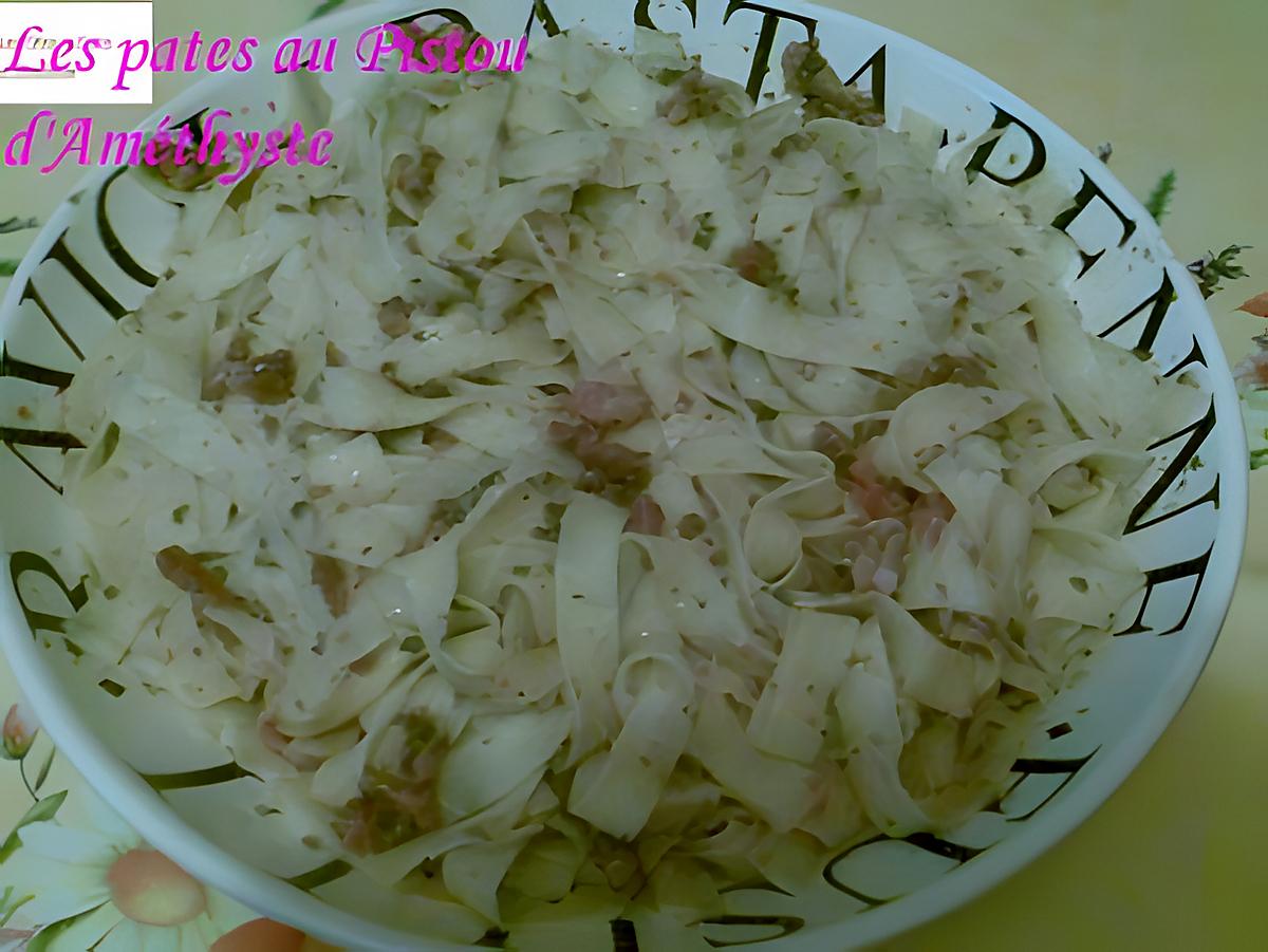 recette PATES AU PISTOU  (recette maison,  tagliatelles préparée à ma façon )