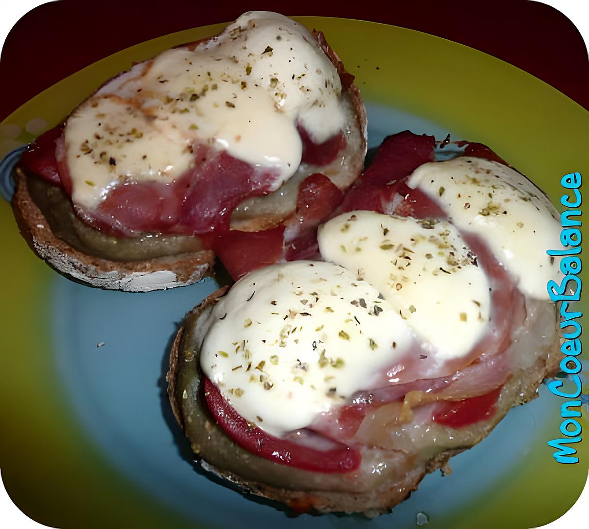 recette Bruschetta aubergine, jambon cru et mozzarella (weight watchers propoints)