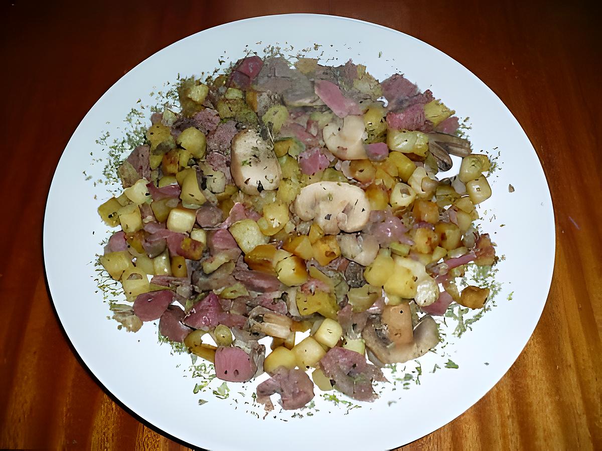 recette Pôelée gésiers/lardons/ps de terre