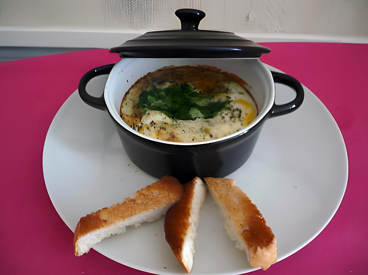 recette Oeufs cocotte épinards/raclette Richemont