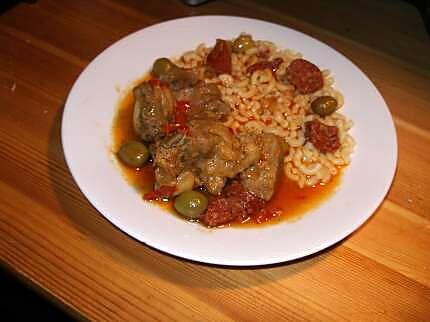 recette Sauté de veau au chorizo, poivrons, tomates