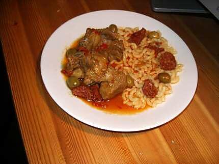 recette Sauté de veau au chorizo, poivrons, tomates