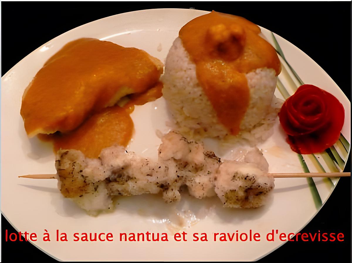 recette lotte à la sauce nantua et sa raviole d'écrevisse