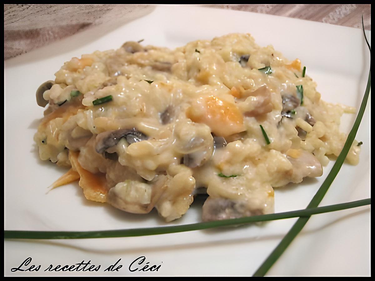 recette Risotto au saumon fumé et champignons