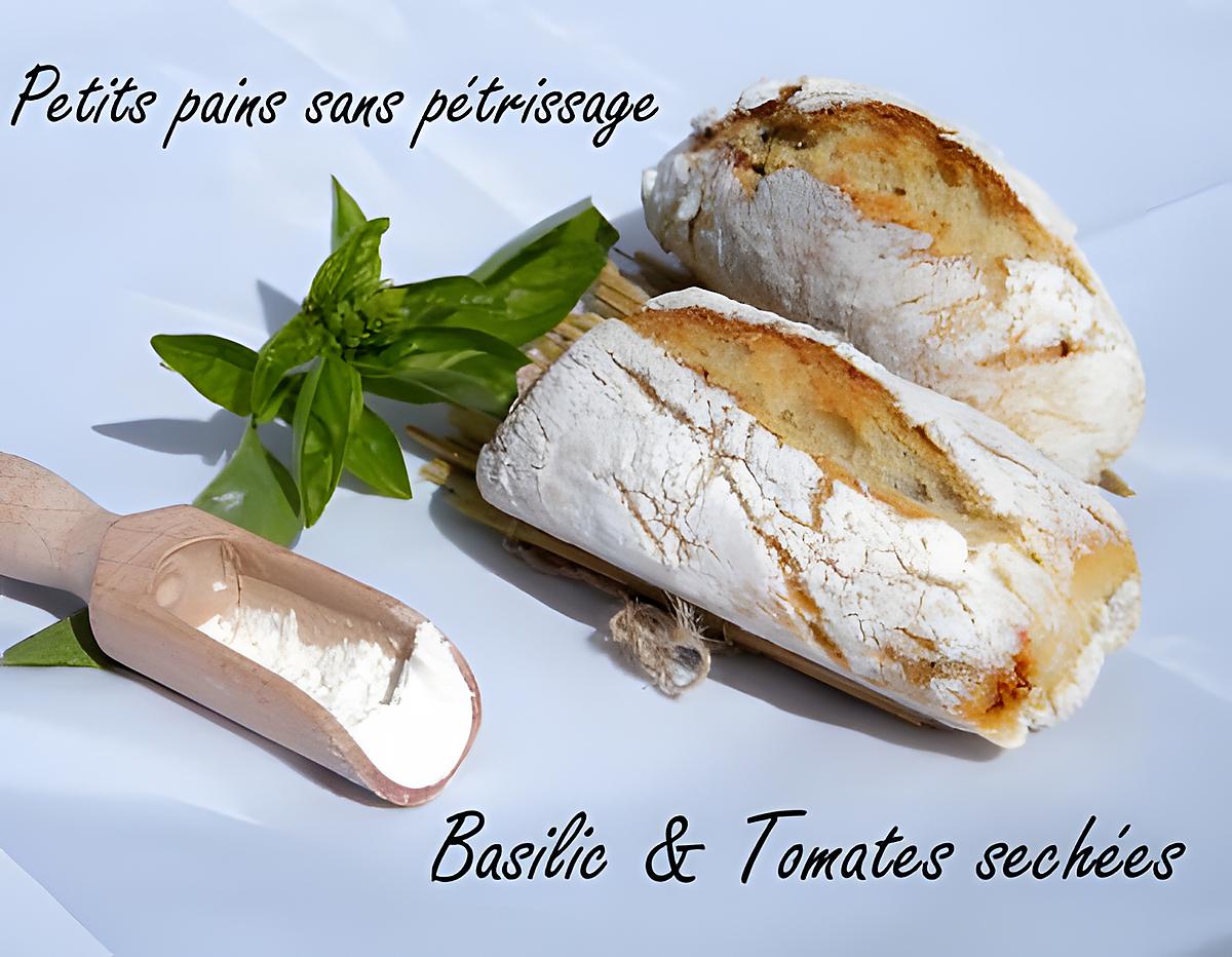 recette Ooo Petits pains sans petrissage basilic tomates sechées ooO