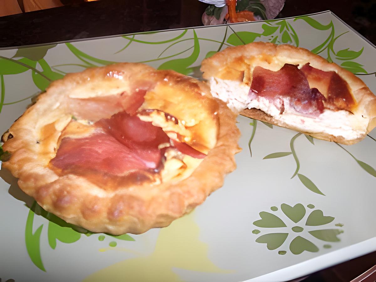 recette TARTELETTES AU CHEVRE ET JAMBON CRU ( vu dans un magasine et faite)