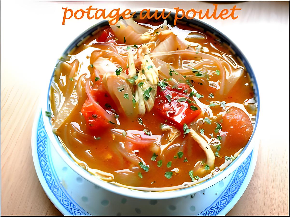 recette potage poulet, vermicelle chinois