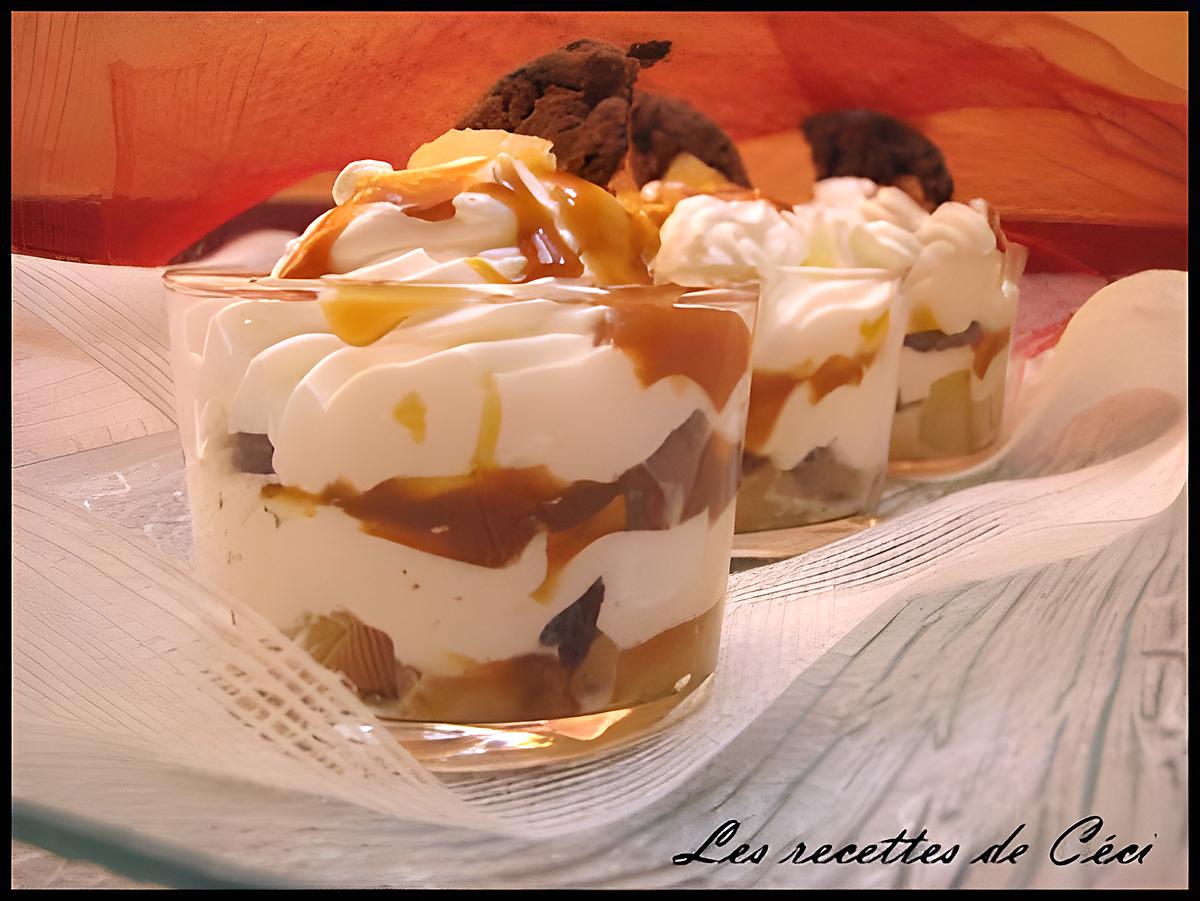 recette Trifle poire & cookies coulis caramel au beurre salé