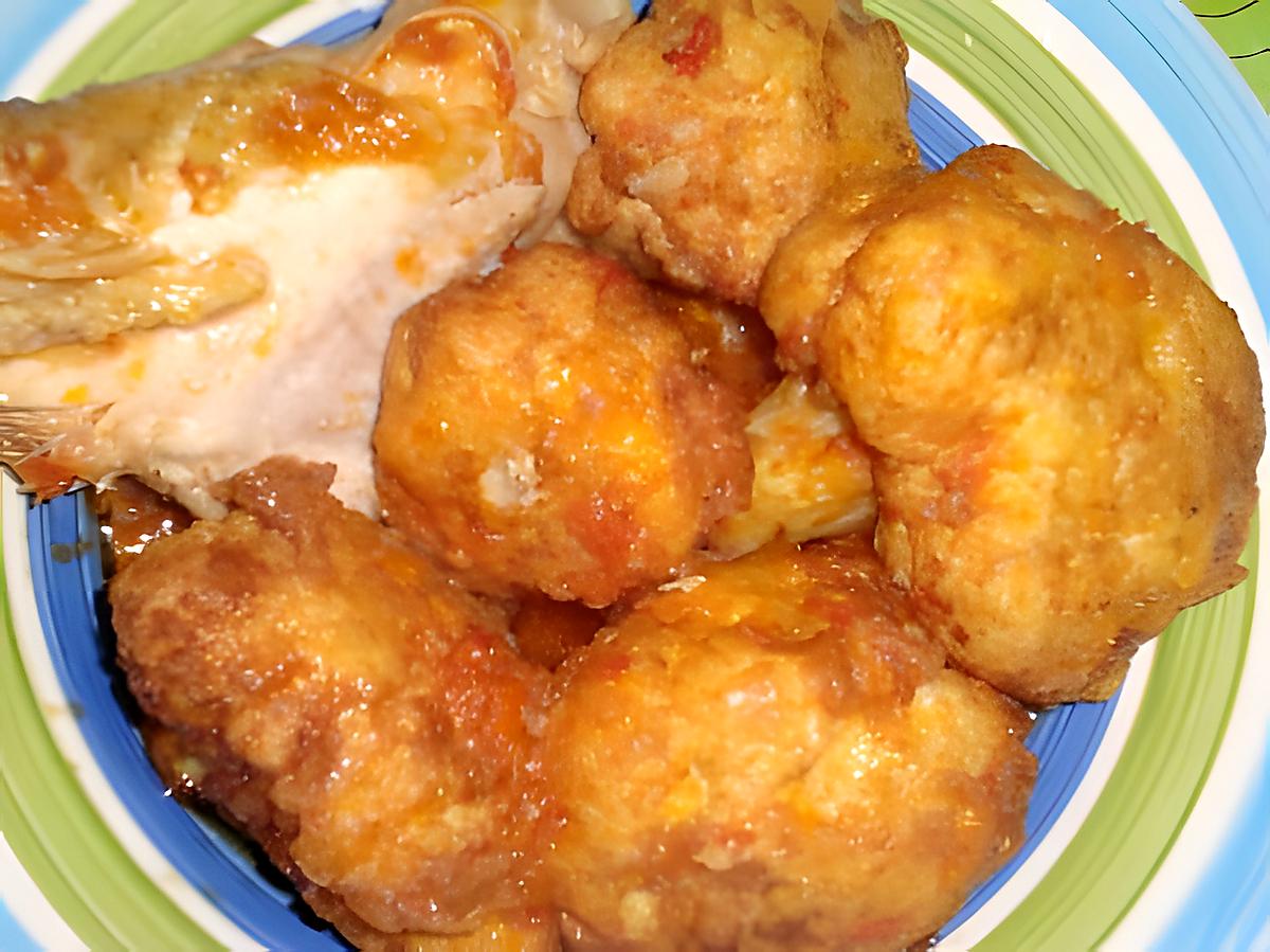 recette beignets de choux fleur en  sauce rouge  au poulet