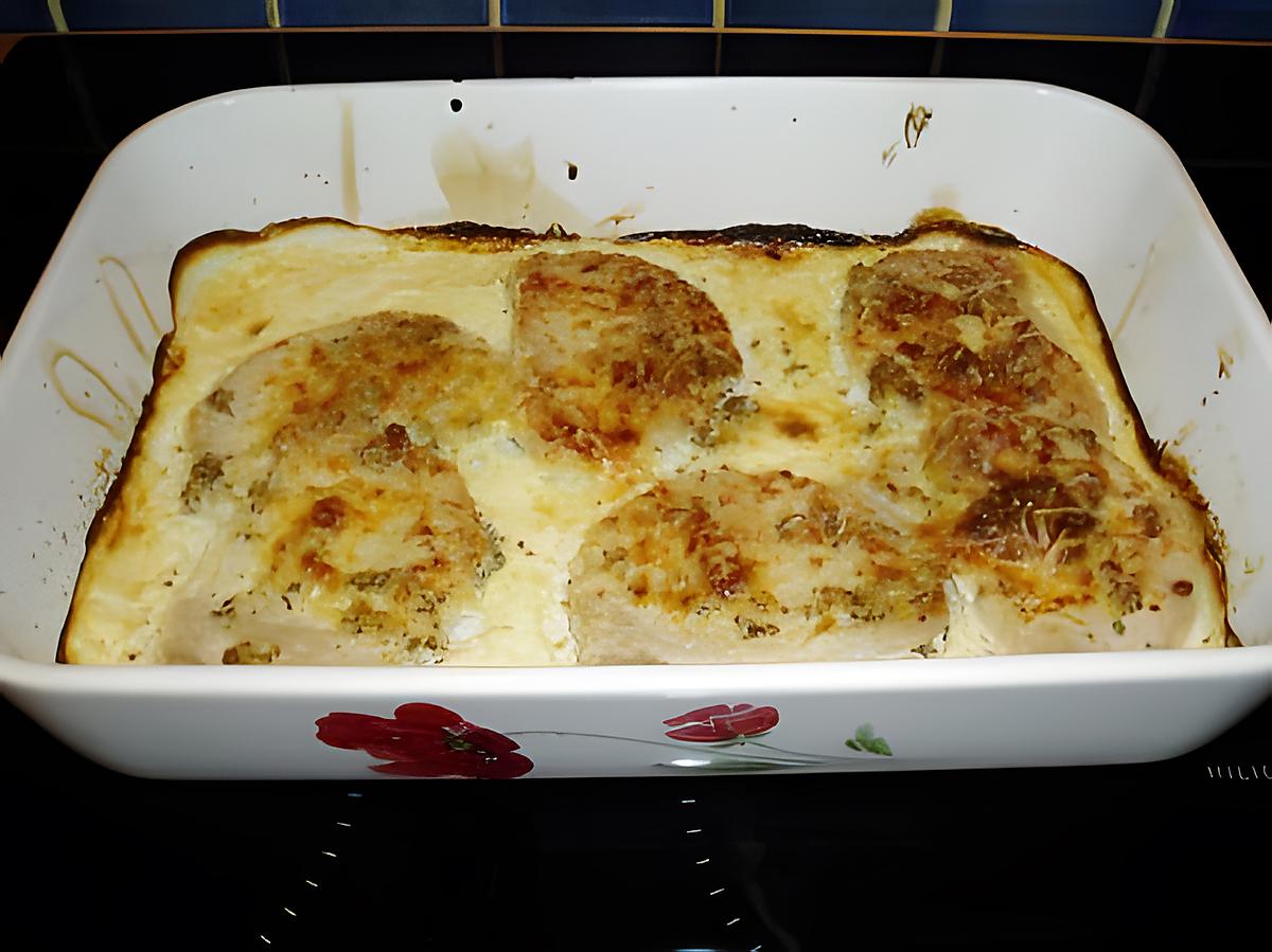 recette tranche de porc à la crème et moutarde gratinée