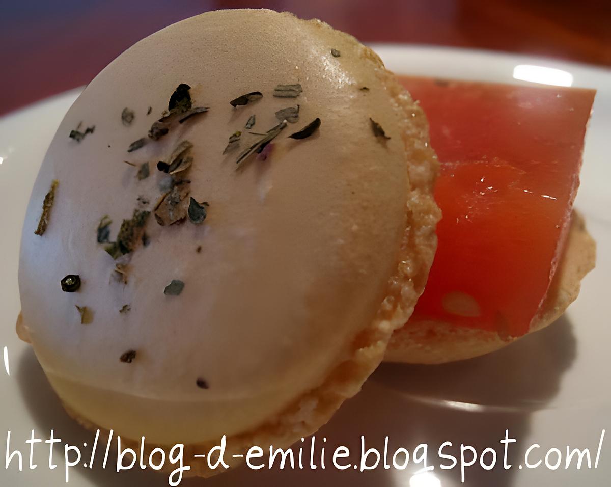 recette Macarons à la gelée de tomates et basilic