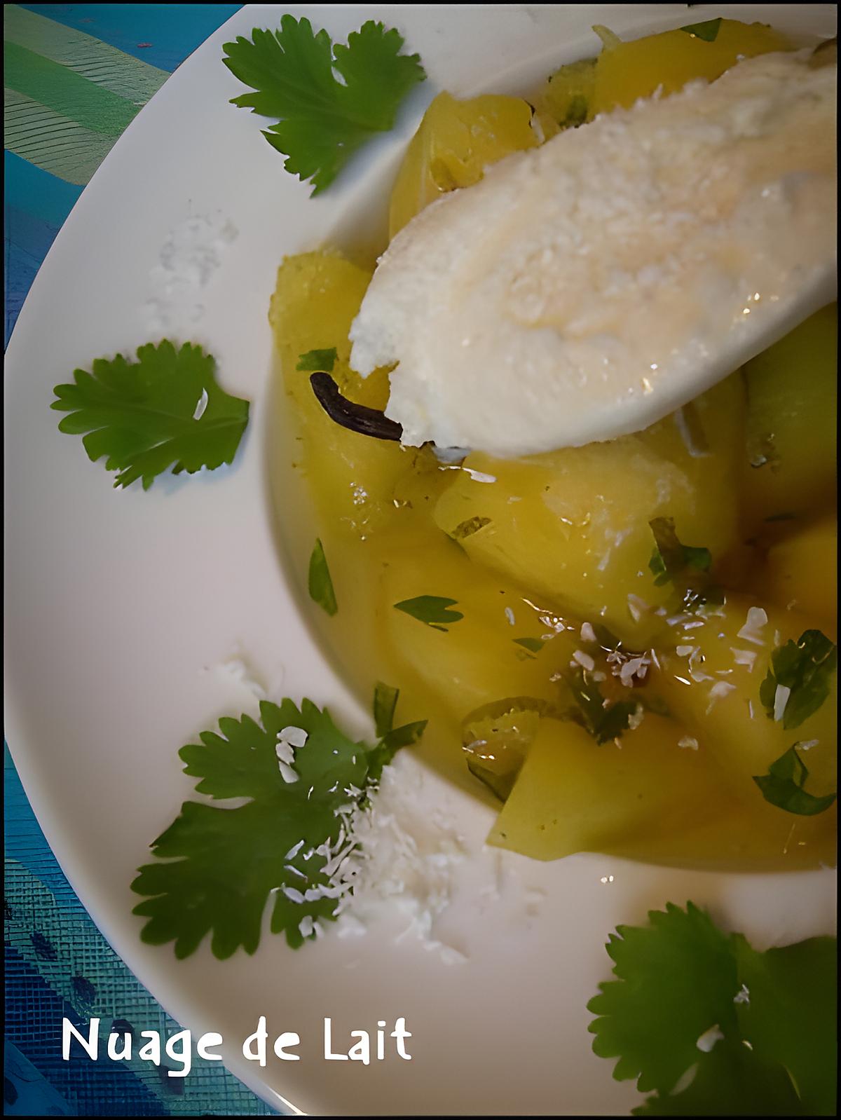recette Nage d'Ananas à la Coriandre et Citrons verts, Sorbet Coco