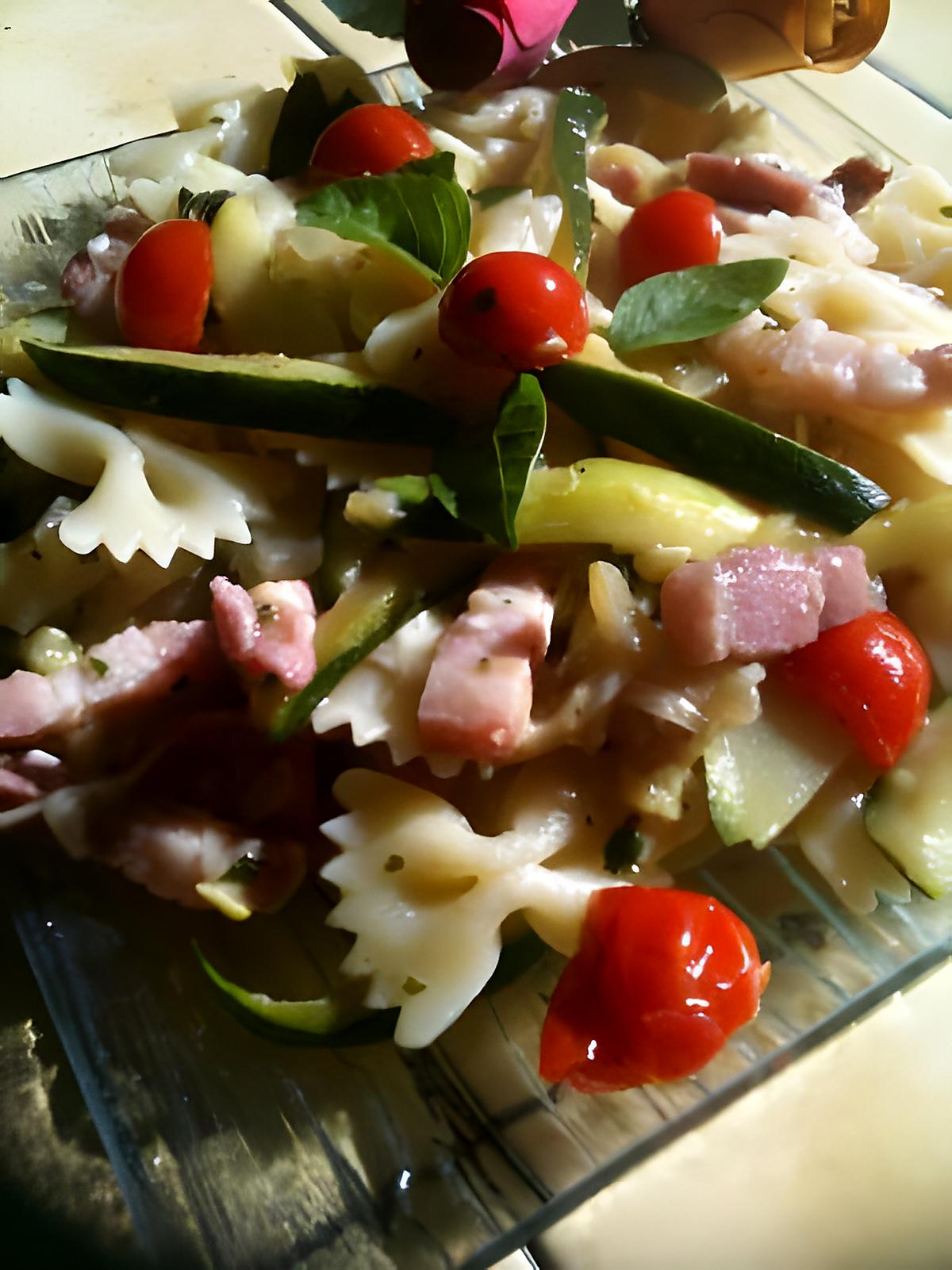 recette PAPILLON  AUX  COURGETTES  ET  LARDONS