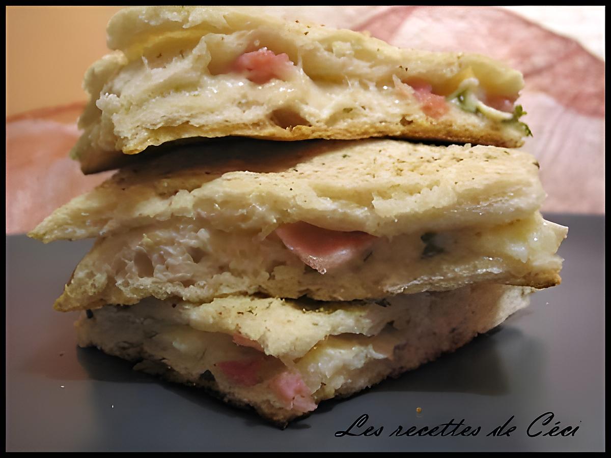 recette Focaccia au fromage de chèvre et jambon fumé